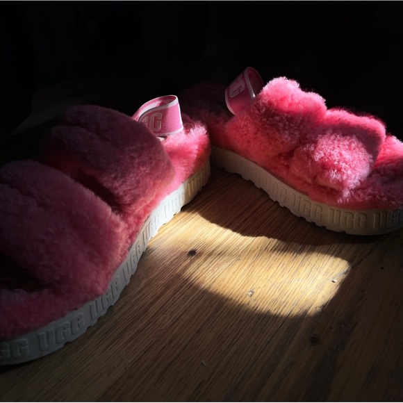 UGG Women Shoes Slipper Slide FLUFFITA Sheepskin Pink Size 7 - Picture 4 of 5